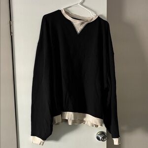 We The Free Black and Cream Crewneck Sweater